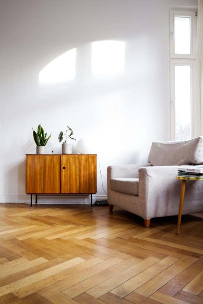 Minimalist apartment living room interior design in Bangalore